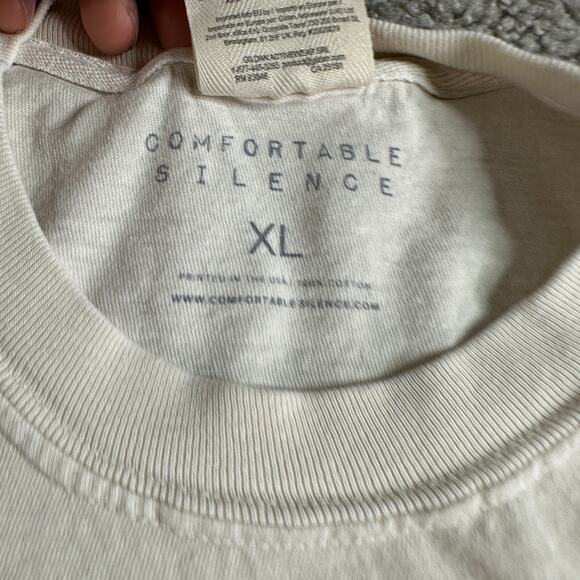 Comfortable Silence Shirt Mens XL Beige Hows Your Head Today Smiley Psychedelic - Picture 4 of 11